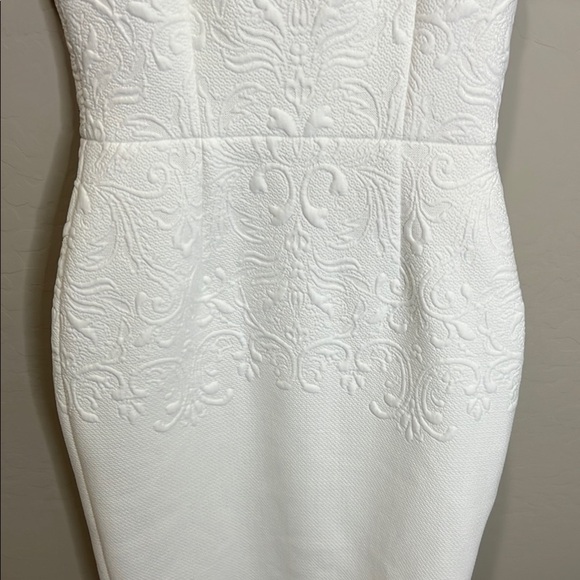 Betsey Johnson Dress Vintage Embossed Wedding White Fitted Reception Y2K Bodycon - Picture 3 of 14